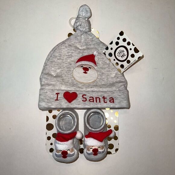 Little ME Santa Hat & Rattle Booties NWT - Picture 1 of 8